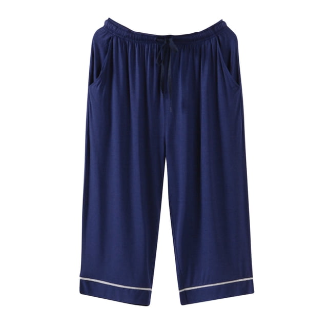 Pijama informal para hombre, pantalones finos y holgados, de color liso, estilo capri