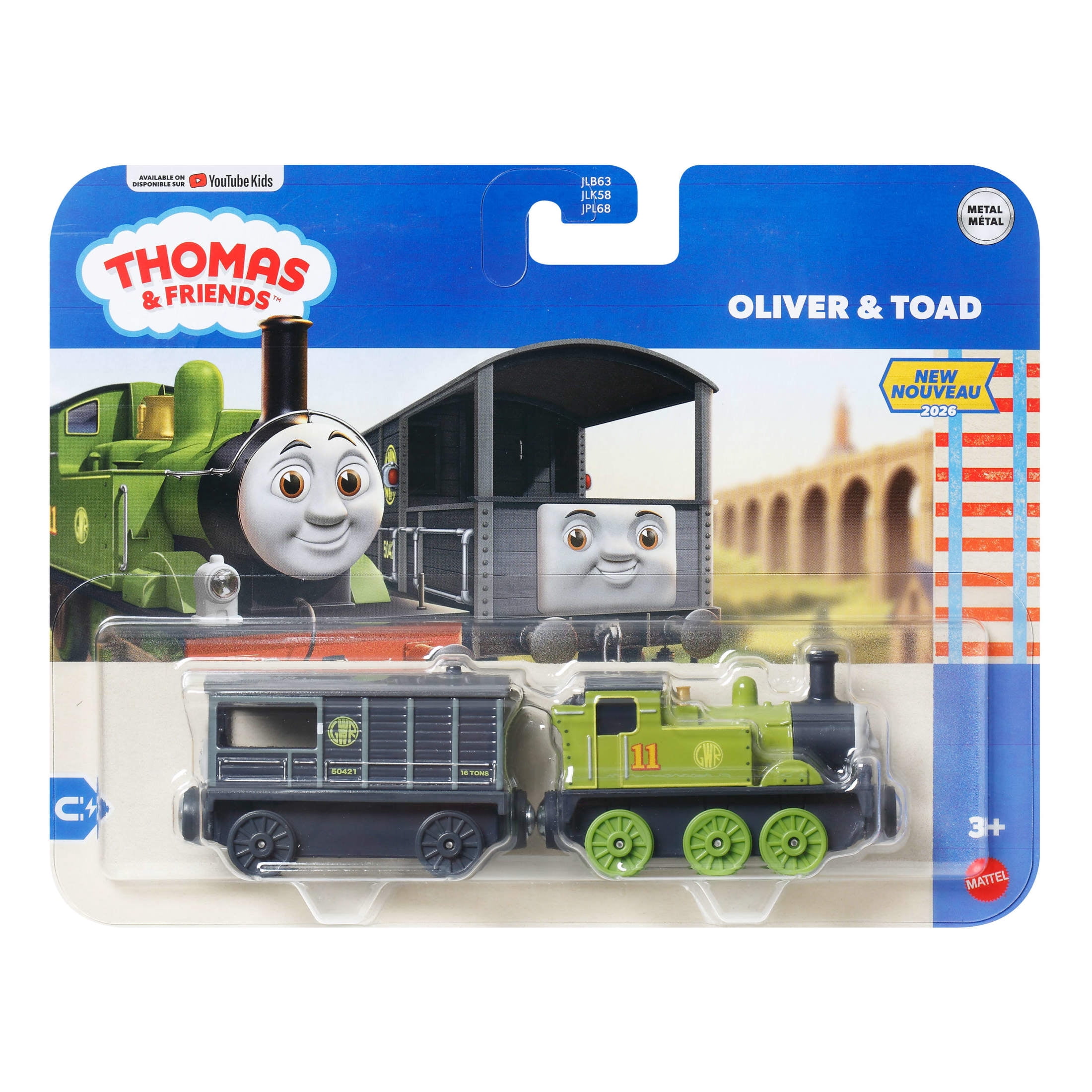 Thomas & Friends by Fisher-Price Die-Cast Oliver Engine & Toad Brake Car, Scrap Yard Escapees