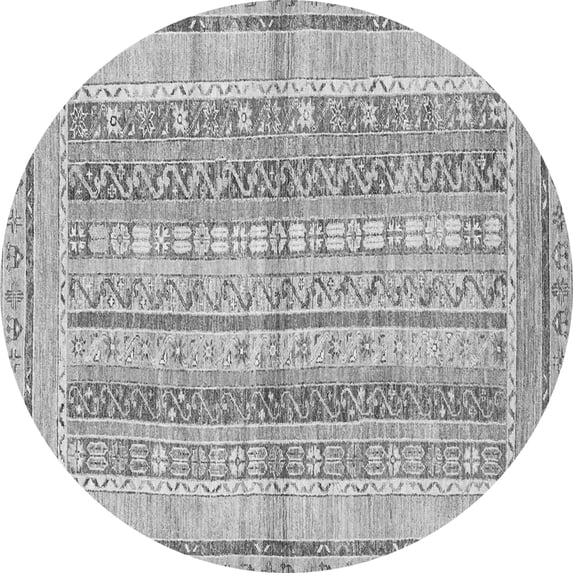 Ahgly Company Indoor Round Abstract Gray Modern Area Rugs, 8' Round