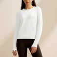 thumbnail image 3 of STETMN Women Workout Shirts Long Sleeve Crew Neck Slim Fit Breathable Athletic Tops with Thumb Holes, 3 of 5