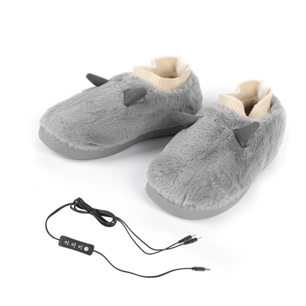 Naiovety Zapatillas calentadas por USB, temperatura de felpa ajustable para hombre, lavable, antideslizante, cubierta para zapatos de invierno, calentador Suministros térmicos Gris 42-43 Naiovety HA046876-04