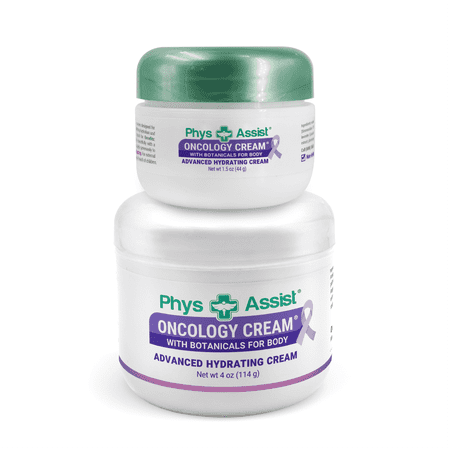 PhysAssist Oncology Body Cream with Botanicals (4 oz jar+1.5 oz) Soothing and Hydrating to Stressed Skin. Set for Chemo and Radio treatments
