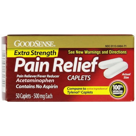 GoodSense Acetaminophen Caplets , Extra Strength, Pain Reliever/Fever Reducer, 500mg, 50-Count