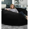 thumbnail image 1 of Ultimate Sack 6000 6-Foot Bean Bag Chair with Footstool Set, Black Suede Cover, 1 of 6