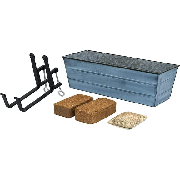 Bloom Box Garden Growing Kit Medium Blue with Clamp-On Brackets