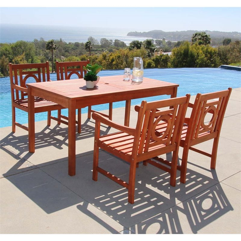 Malibu Outdoor 5piece Wood Patio Dining Set