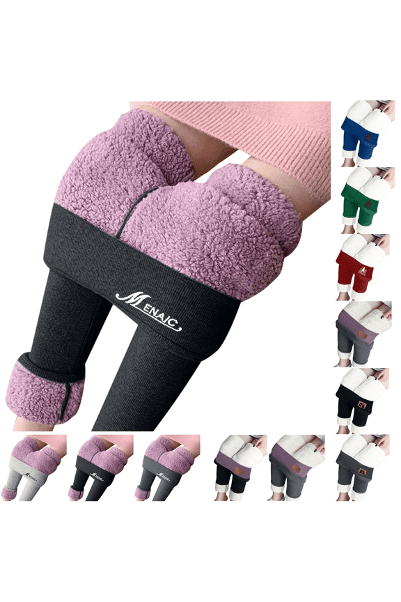 Winter Leggings for Women Fleece Lined Fluffy Sherpa Pocket Wool Pants Tummy Control Yoga Trousers