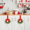 thumbnail image 2 of WMGHA Small Christmas Wreath 10'' Mini Wreaths for Kitchen Cabinet Wreaths with Berry & Red Velvet Bow Ribbon Window Wreath Christmas Xmas Farmhouse Decoration for Front Door Chair Wall, 2 of 9