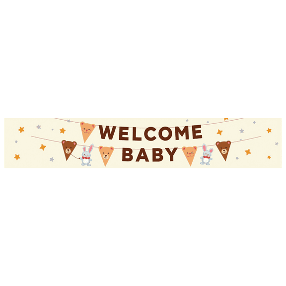 LUUFILx Welcome Baby Banner Backdrop Decoration for Baby Shower Party Supplies Cute Animal Theme Photography Props Background Newborn Celebration Decor