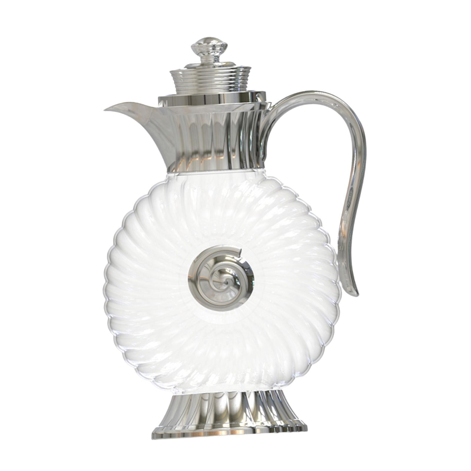 Fiocias Glass Pitcher Arabic Glass Carafe Lemonade Container 1.8L Coffee Server Portable Argent