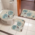 thumbnail image 5 of Blue Flowers Bathroom Rugs Set Vintage Country Spring Teal Tulip Floral Butterfly Non Slip Absorbent Soft Bath Mats 3 Piece Set with Bathroom Rug, U-Shaped Floor Mat, Toilet Seat Cover Small Size, 5 of 9