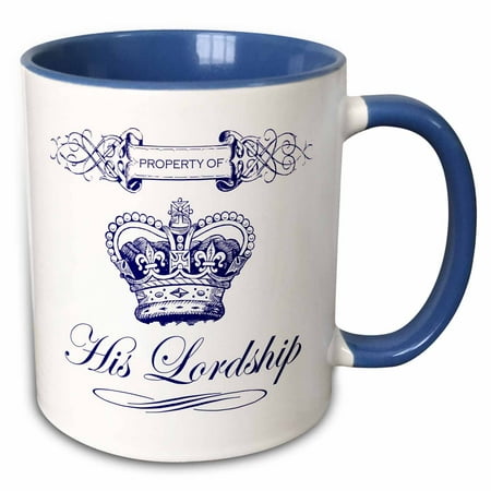 3dRose His Lordship- Funny Royal Crown Design for Him - Two Tone Blue Mug, (Best Crown Royal Shots)