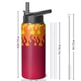 thumbnail image 4 of 18oz Insulated Water Bottle with Straw & Cleaning Brush, Wide Mouth Stainless Steel Flask, Flame Print, 4 of 5