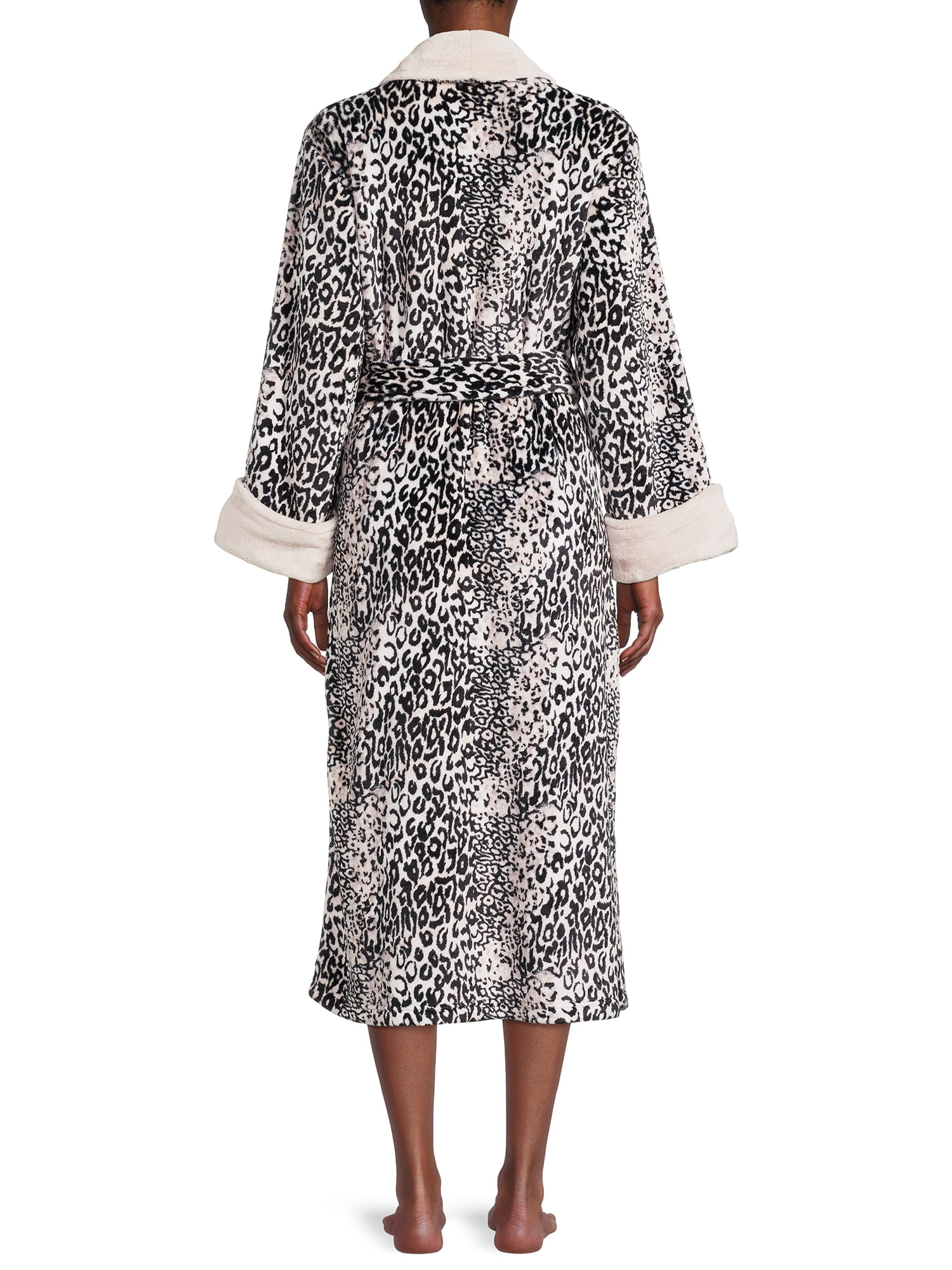 N Natori Studio Women's Shadow Leopard Printed Plush Robe