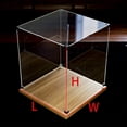 thumbnail image 3 of Caja de exhibición de acrílico transparente personalizada, caja de ensamblaje de base de madera, cubo de encimera, caja de exhibición a prueba de polvo para manualidades de juguetes de acción, 3 of 5