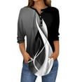 thumbnail image 2 of Xyxonk 3/4 Length Sleeve Womens Tops Casual Color Block Printed Shirts Oversized V-Neck Tunic Tops Summer Three Quarter Length T Shirt Clothes Ladies V Neck Tunic Tops Black M, 2 of 5