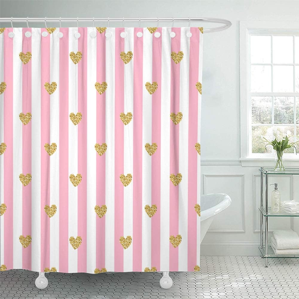 KSADK Glam Gold Heart Pattern Pink Stripe Abstract Beauty Shower