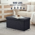 thumbnail image 2 of Ornavo Home Foldable Tufted Linen Large Storage Ottoman Bench Foot Rest Stool/Seat - 15" x 30" x 15"- Black, 2 of 6