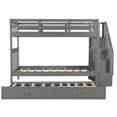 thumbnail image 4 of Harper & Bright Designs Stairway Twin Over Twin Bunk Bed with Trundle, Staircase and Storage, Solid Wood Storage Bunk Bed Frame with Guardrail, Can be Separated into 2 Beds, 4 of 12