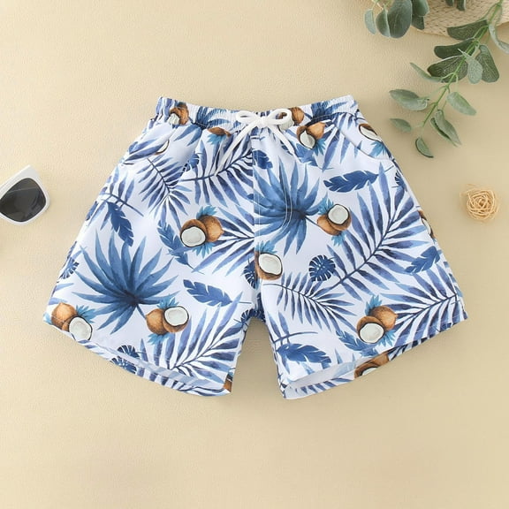 Boys Swimsuit TOOYOU Toddler Summer Swimming Trunks Fashion Resort Style Printed Beach Pants Pants Surfing Swimming Swimwear Size 5-6 Years,Blue Boys Lively Swimsuit Set