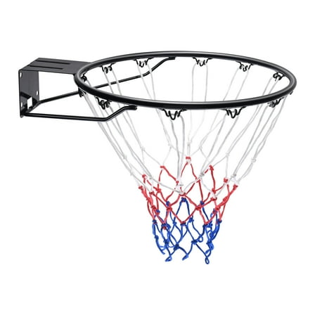 KFFKFF Basketball Goal, Attachable to Wall or Door, Robust Q235 Basketball Flex Rim Substitute with Net, Conventional 18" Indoor and Outdoor Suspended Basketball Hoop for Children and Adults
