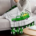 thumbnail image 3 of St. Patrick's Day Blanket Soft Cozy Warm Throw Blanket for Couch, Plush Fuzzy Flannel Fleece Blankets for Sofa, Spring Lucky Grass Truck Gray Wood Plaid Bed Blankets Gifts for Men, 30"x40", 3 of 9