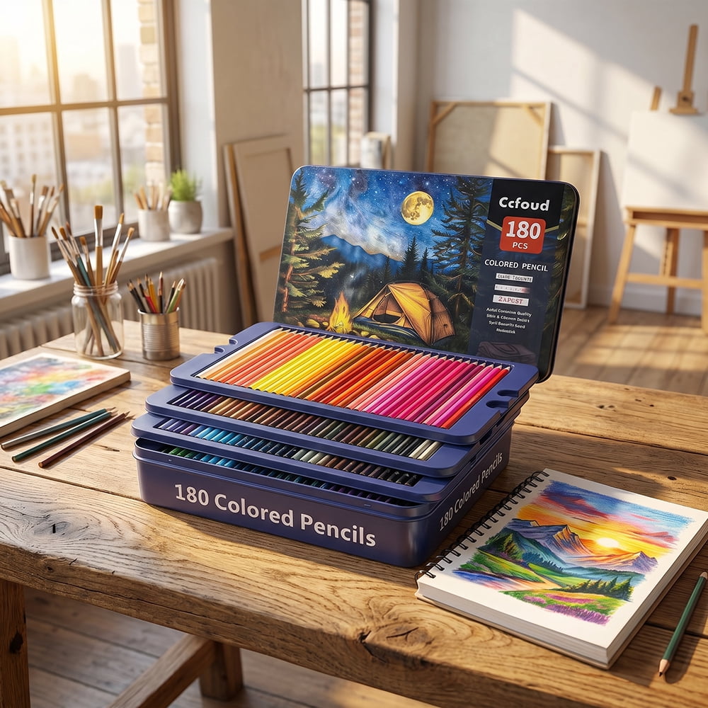180 Colored Pencils, 180 Oil Based Professional Color Pencils for Artists Adults Coloring Sketching and Drawing,Organized in Presentation Tin Case