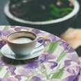 thumbnail image 3 of Ambesonne Floral Fitted Round Tablecloth, Irish Flowers Bloom Pattern, 36"- 40" Diameter, Pastel Purple and Lime Green, 3 of 5