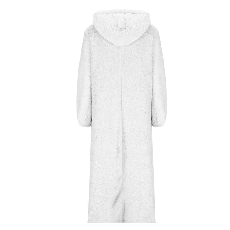 Jgppe Womens Fleece Long Dress Hooded Warm Fuzzy Plus Size Long