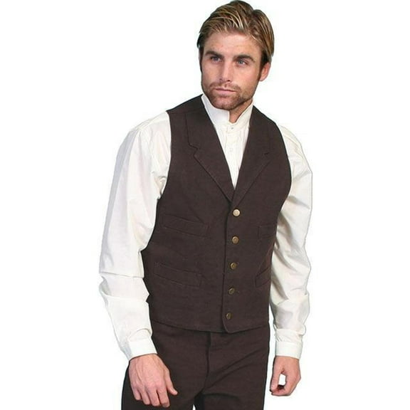Scully Old West Vest Mens Western Lined Button Cotton Canvas RW041