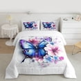 thumbnail image 2 of Castle Fairy Girls Floral Butterfly Full Size Comforter Sets,Blue Pink Bedding Sets, 2 of 8