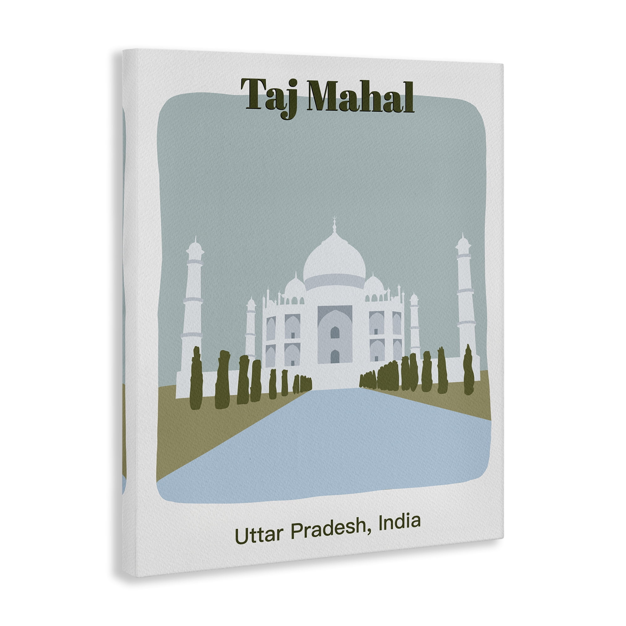 Stupell Industries Taj Mahal Architecture Town & City Painting Gallery Wrapped Canvas Art Print Wall Art, 30 x 40