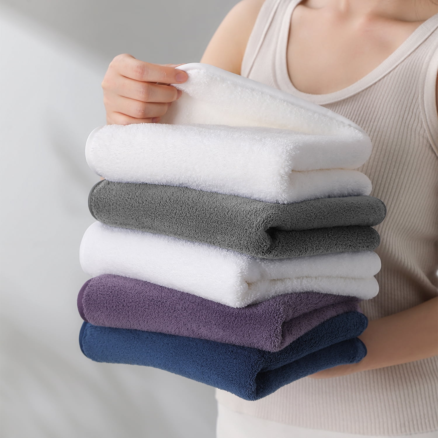 Jessy Home 12 Pack Dark Gray Hand Towel Set 16"x31" Soft Highly Absorbent Quick Dry Bathroom Bath Hand Towels Microfiber Plush Towels