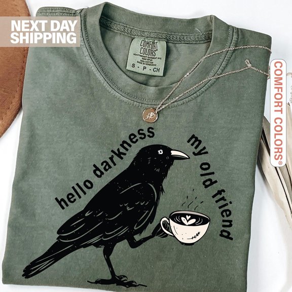 Raven Crow Coffee Shirt Halloween Shirt TShirt Fall Tee Tshirts Womenamp39s Menamp39s Gift