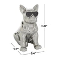 thumbnail image 3 of 6" x 12" Silver Ceramic Bulldog Sculpture with Sunglasses, by CosmoLiving by Cosmopolitan, 3 of 8