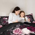 thumbnail image 4 of Homewish Gothic Sugar Skull Twin Comforter Sets,Pink Red Damask Flowers Bedding Set,Halloween Duvet,Black Reversible,2pcs,1 Comforter and 1 Pillowcase, 4 of 7