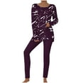 thumbnail image 1 of UAMVSH Plus Size Lounge Sets for Women 2 Piece Printed Crewneck Tops with Pants Set Oversized Casual Long Sleeve Matching Set, 1 of 5