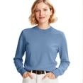 thumbnail image 2 of Sweaters for Women Long Sleeve Crew Neck Soft Warm Pullover Tops Lightweight Knit Sweater Blue L, 2 of 5