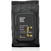 Every Man Jack Volcanic Clay Oil Defense Facial Wipes for Men, Naturally Derived, 30 Count