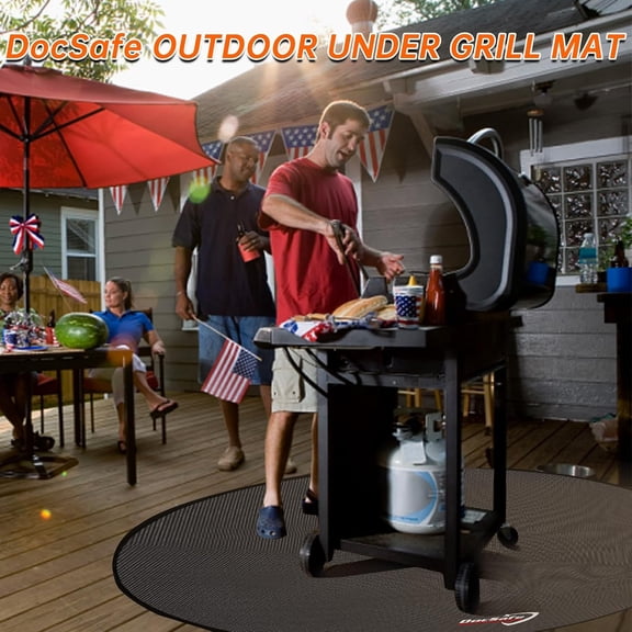 60 x 60 inches Round Under Grill Mat,Large 4 Layers Fire Pit Mat,Fireproof Mat Heat Insulated Protector for Deck,,Grass,Smoker,BBQ,Reusable Oil-Proof and Waterproof Indoor Fireplace Pad