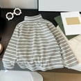 thumbnail image 2 of HUANBAI Girls Striped Thermal Long Sleeve Turtleneck Sweatshirt Soft Stretch Fleece Lined Top For Warmth And Comfort Girls Loose Sweatshirts 80, 2 of 4