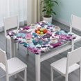 thumbnail image 3 of Pioneer Flower Floral Print Pattern Square Fitted Tablecloth with Elastic Edge,Square Table Cover,Washable Elastic Table Cover for Home Kitchen Party Decor 34"x34", 3 of 6