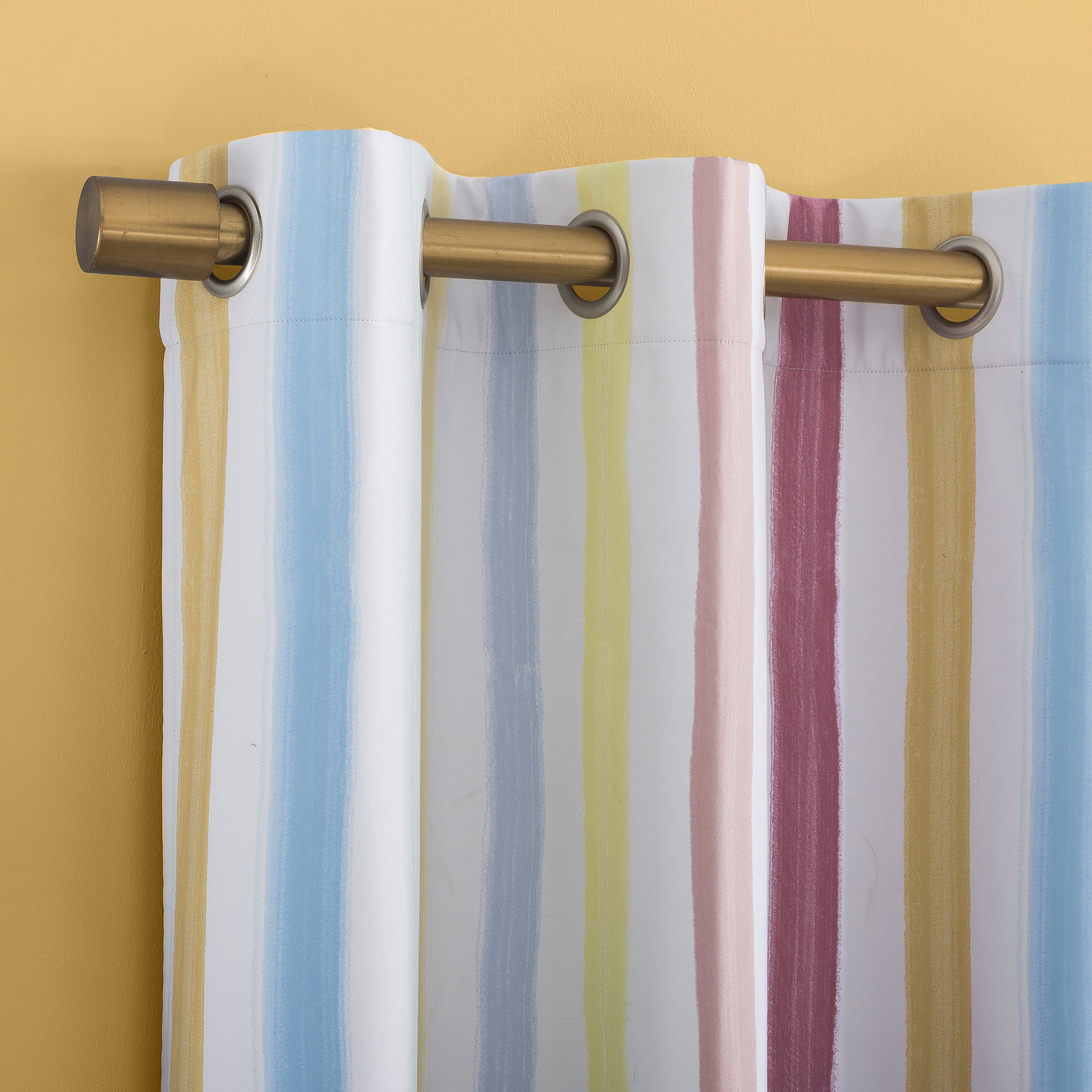 Sun Zero Pippa Stripes 100% Blackout Grommet Single Curtain Panel in Pink