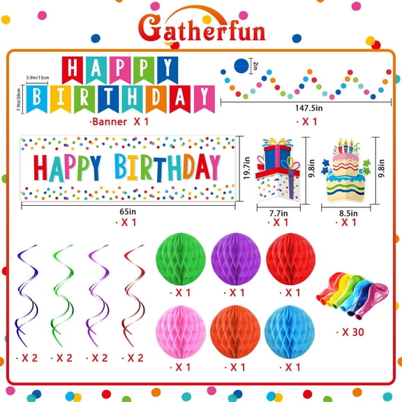 Birthday Party Supplies, Birthday Party Decorations Set Include Banner, Backdrop, Balloons, Hanging Swirls, Cake Cupcake Toppers, Tablecloth for Cartoon Party Decorations