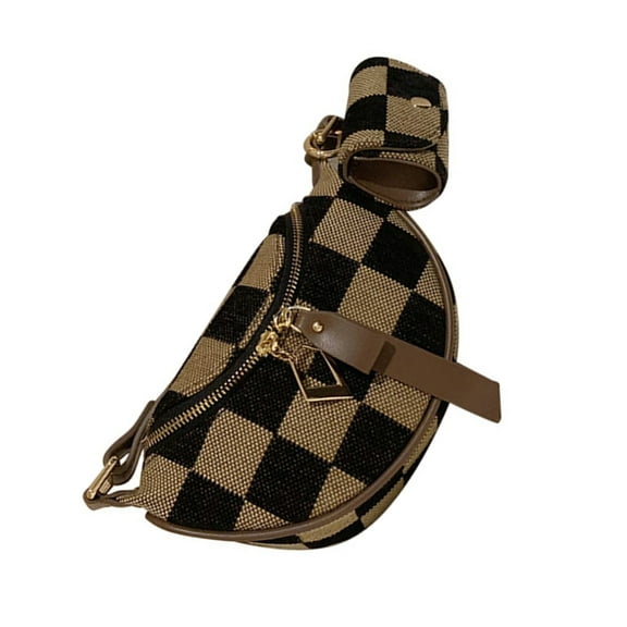 GENEMA Women's Casual Brown Checkered Crossbody Shoulder Bag for Travel and Daily Use