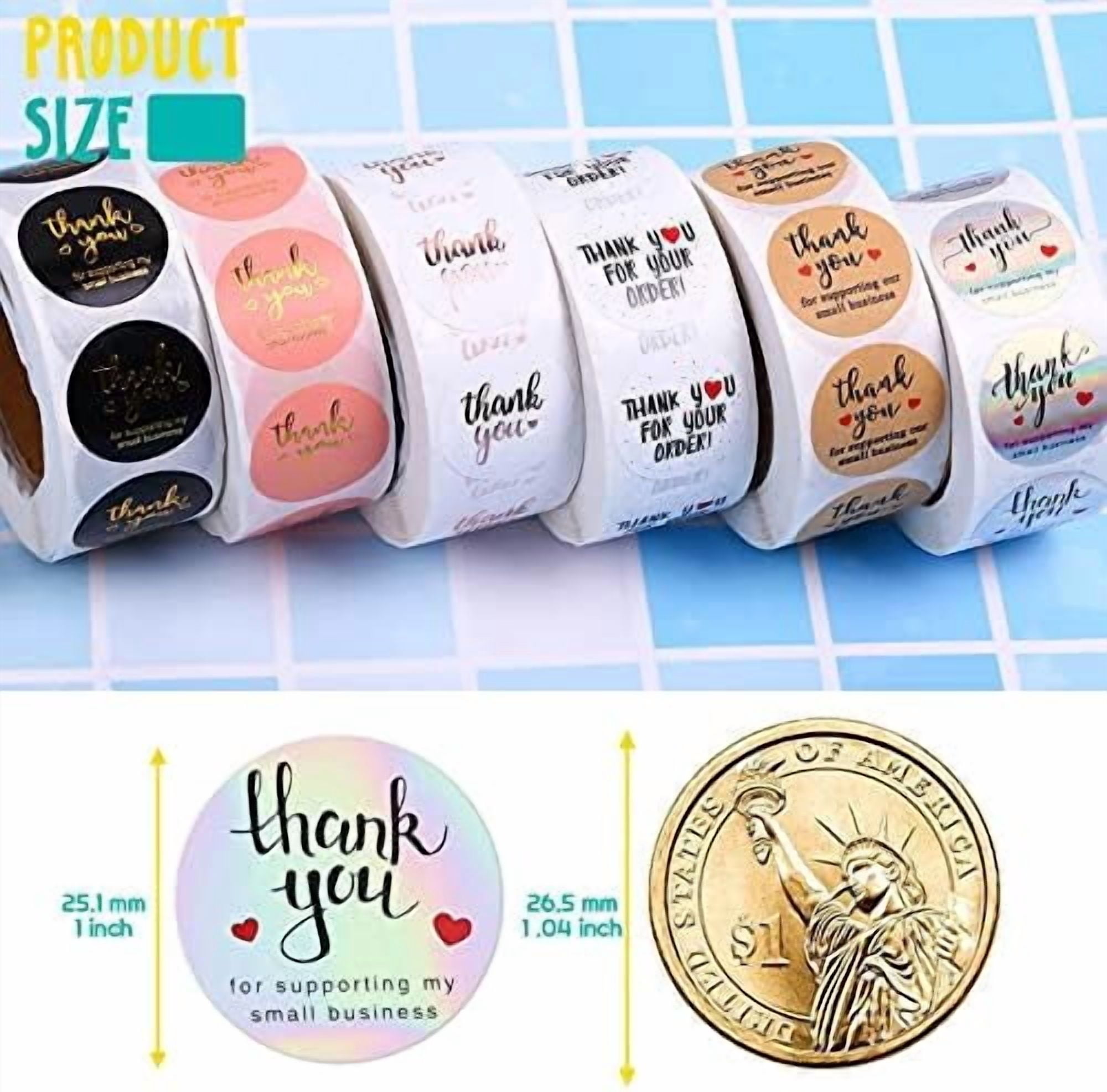 3000Pcs 1Inch Thank You Stickers, 6Rolls Thank You for Supporting My Small Business Stickers Handmand Thank You for Your Order Stickers Labels Packing Supplies for Baking Envelopes Gift Wraps Crafts