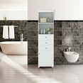 thumbnail image 2 of Tall Freestanding Storage Organizer Linen Tower, Vanity Closet, Bathroom Cabinet with 2 Open shelves, 3 Drawers, and a, 2 of 9