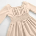 thumbnail image 2 of Girls Long Sleeve Dress with Smocked Waist & Square Neck, Beige Party Everyday Casual Ruffle Hem Dress for Kids 4-13 Years,Size 12-13T, 2 of 7