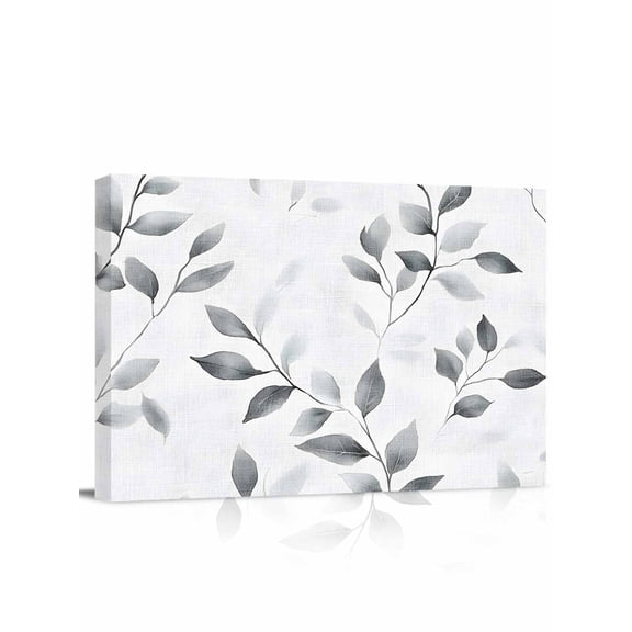 Gray Leaves Wall Art for Living Room, Canvas Picture Wall Decor for Bathroom Bedroom, Spring Rustic Branches Botanical Painting Artwork for Office Kitchen Hallway Dining Room Home Decorations 24"x32"