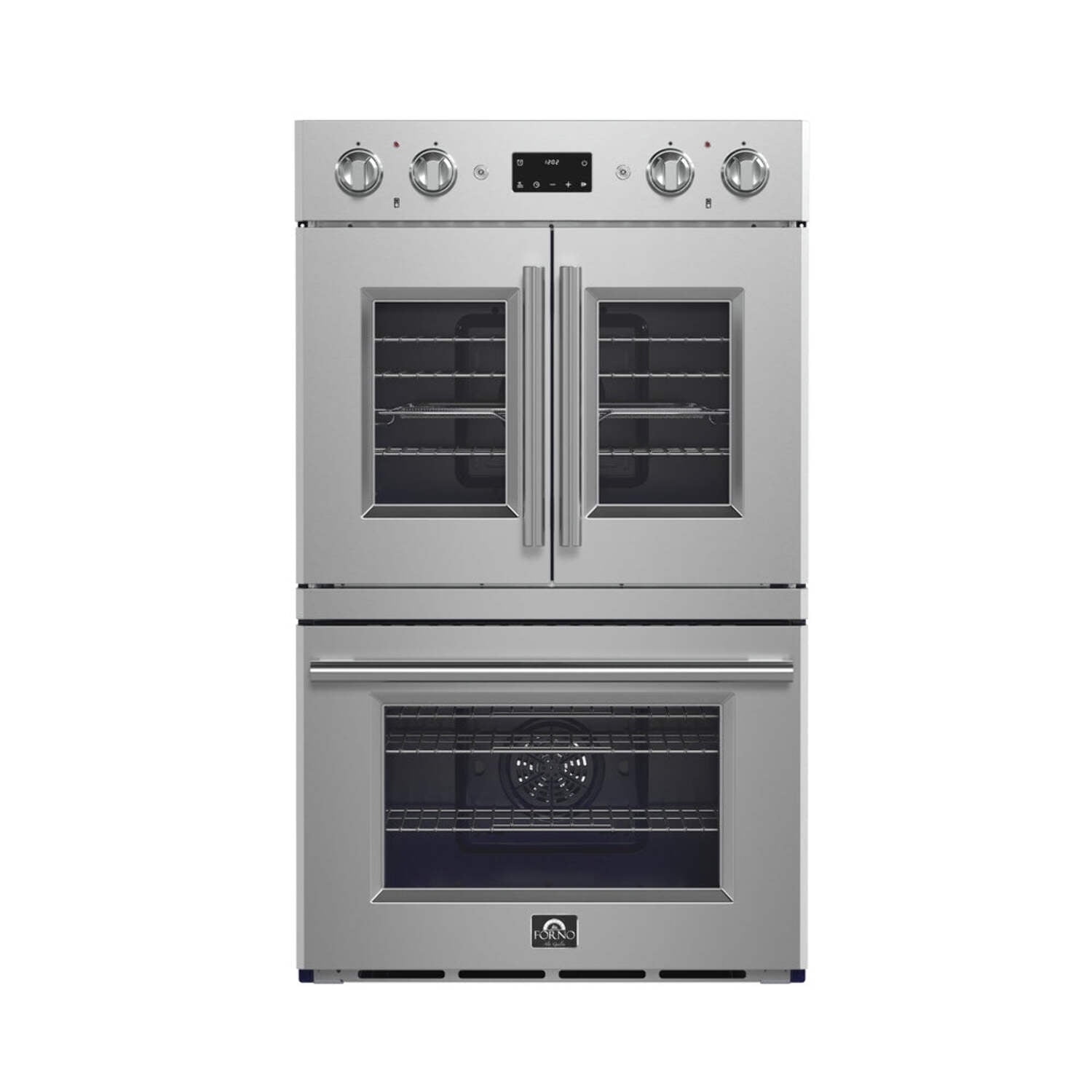Forno Gallico 30-Inch Electric French Door Double Oven, Stainless Steel, Convection Cooking, Touch Control Panel, Self-Cleaning Function